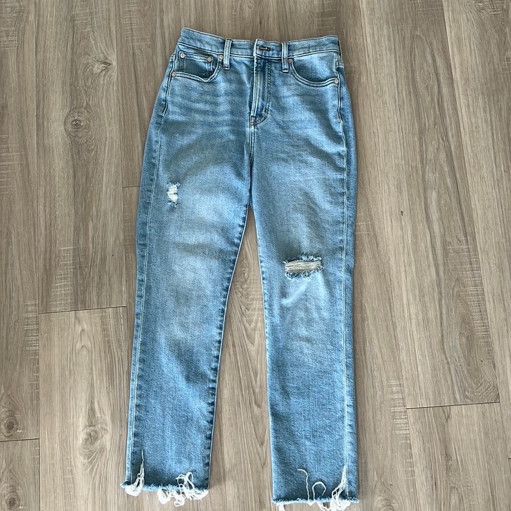 Madewell The Perfect Vintage Straight Leg Jean Light Wash Distressed Size 25